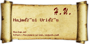 Hajmási Uriás névjegykártya